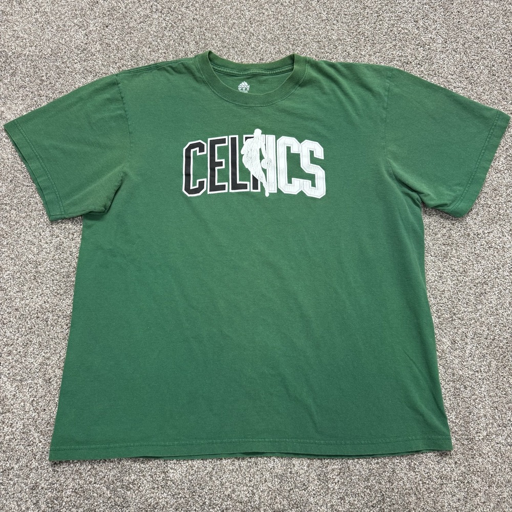 Boston Celtics Shirt Mens 2XL Green NBA Basketball Graphic Tee Adidas Cotton